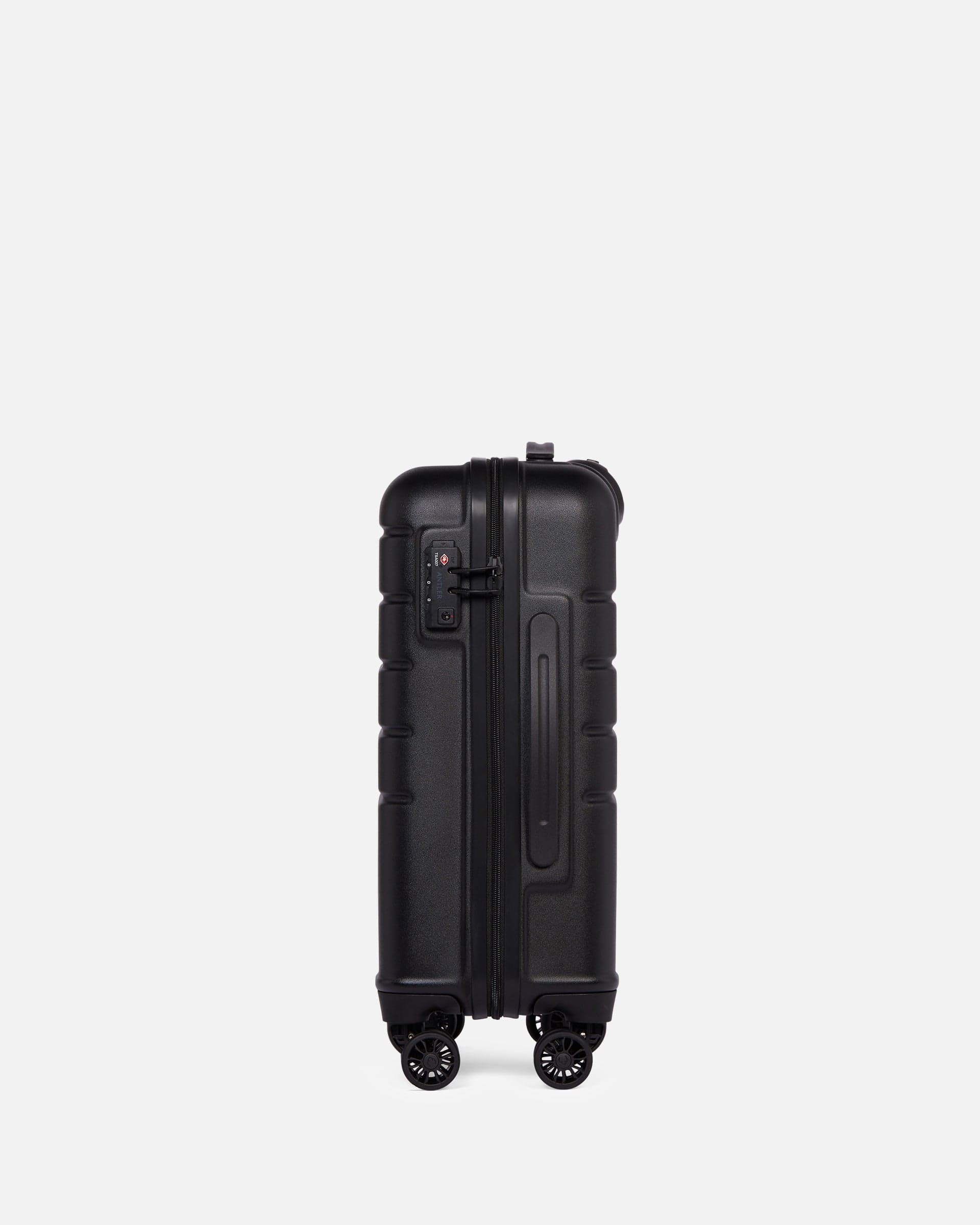 Logo Cabin Suitcase Black Lightweight Hard Shell Luggage Antler UK