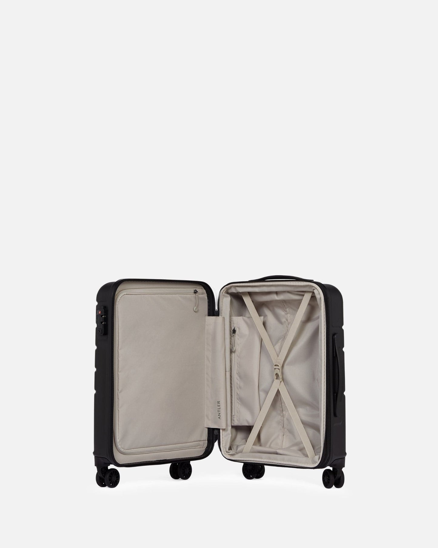 Antler UK Luggage -  Logo cabin in black - Hard Suitcases Logo Cabin Suitcase Black | Lightweight Hard Shell Luggage