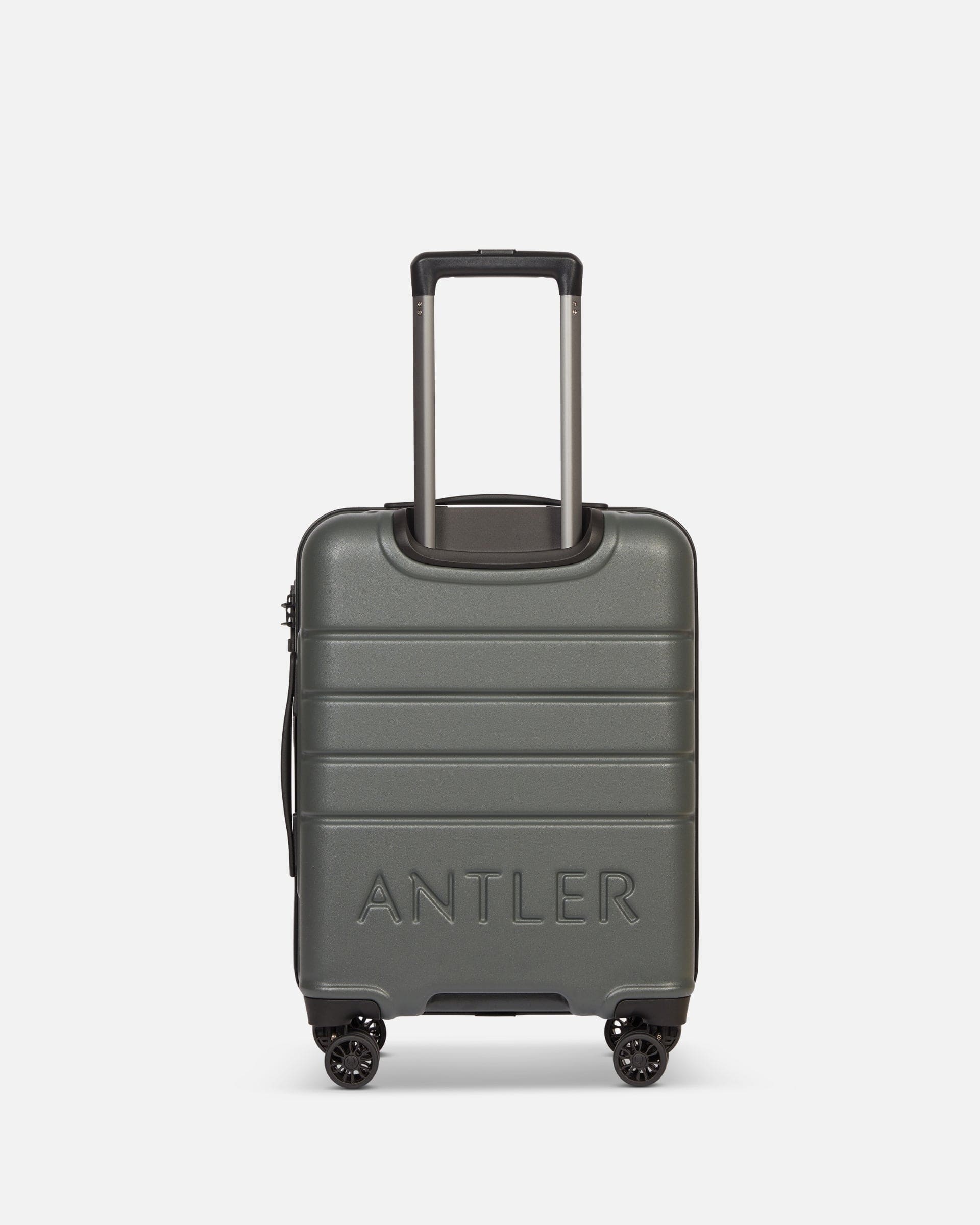 Antler UK Luggage -  Logo cabin in moss grey - Hard Suitcases Logo Cabin Suitcase Grey | Lightweight Hard Shell Luggage