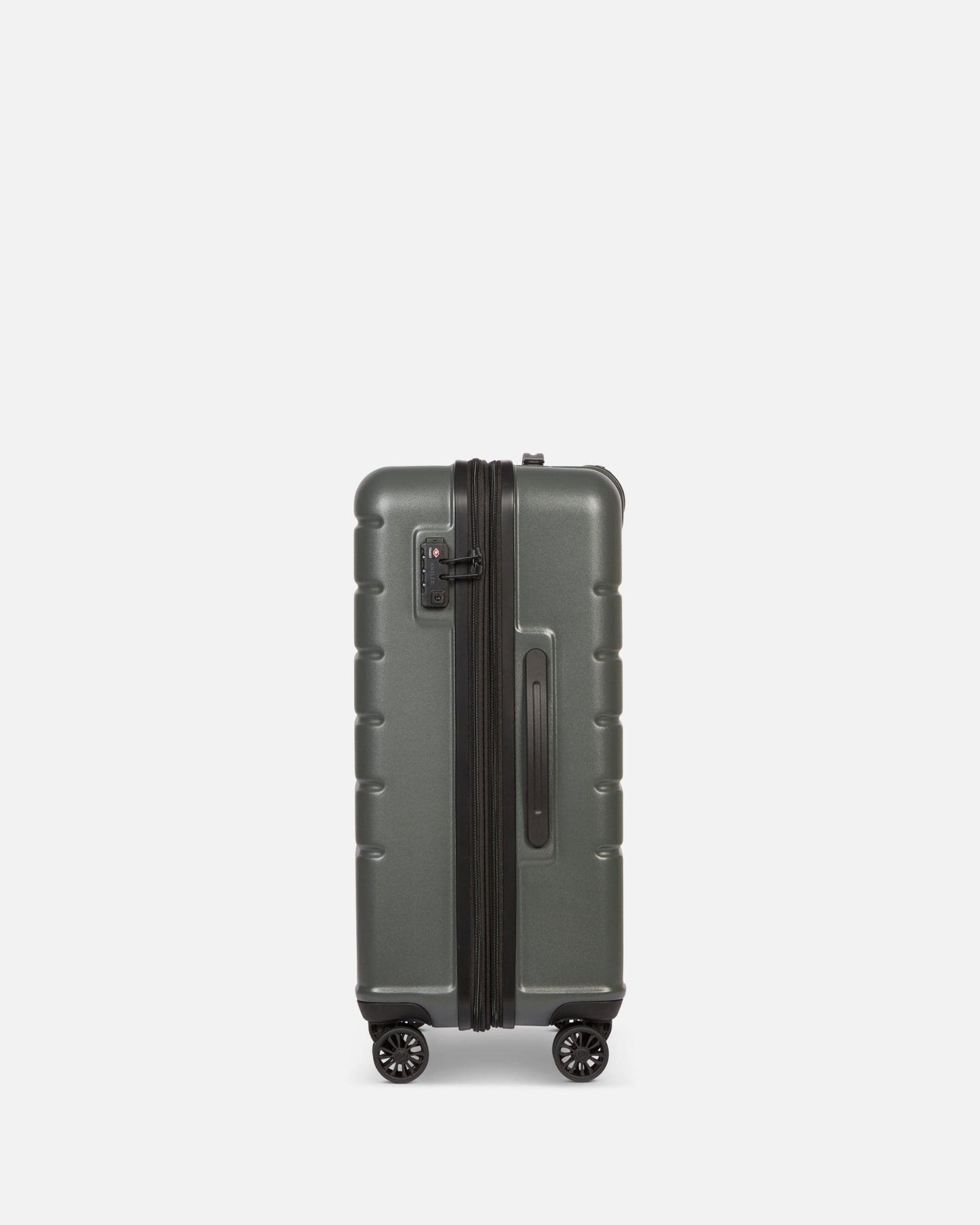 Antler UK Luggage -  Logo medium in moss grey - Hard Suitcases Logo Medium Suitcase Grey | Lightweight Hard Shell Luggage