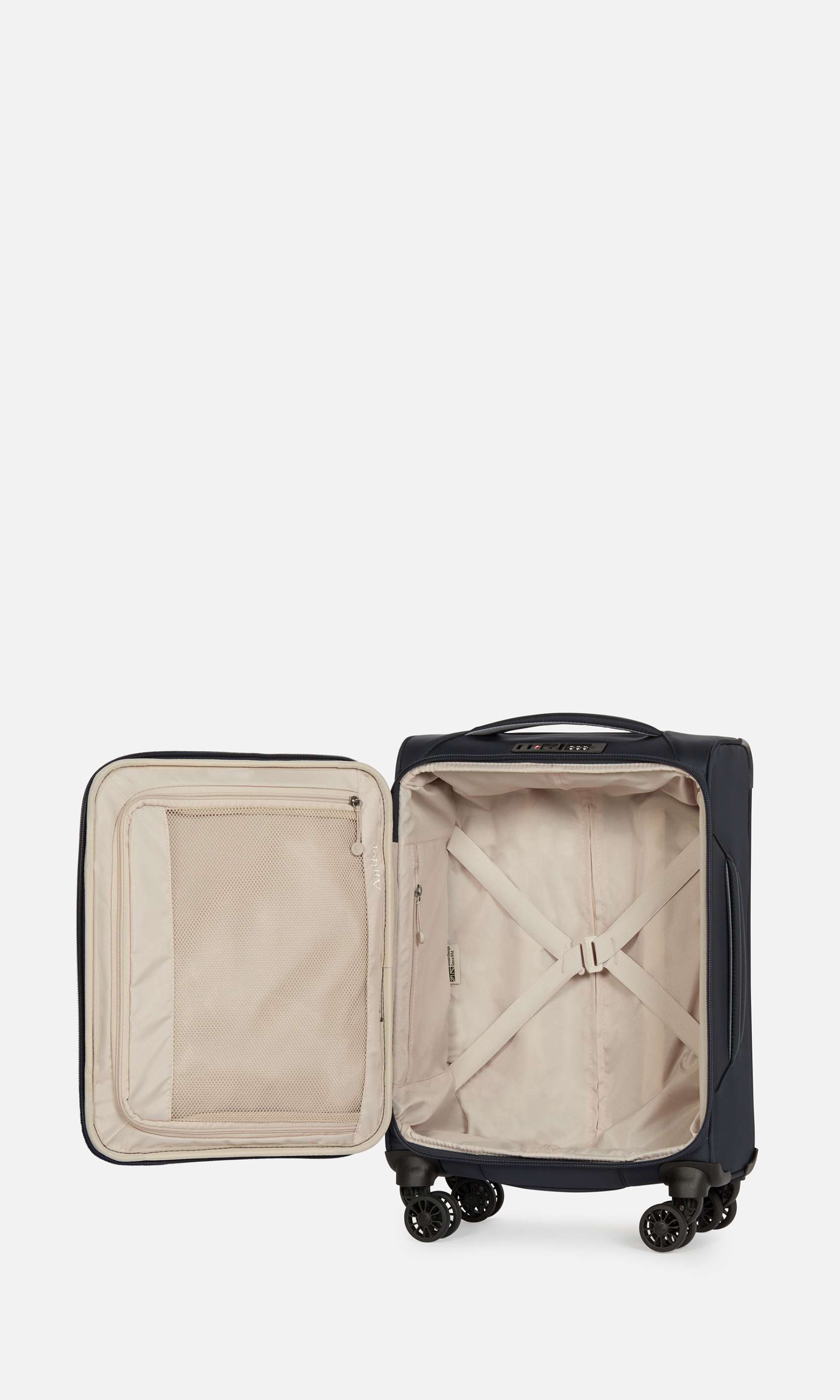 Brixham Cabin Suitcase Navy Soft Shell Suitcase Antler UK