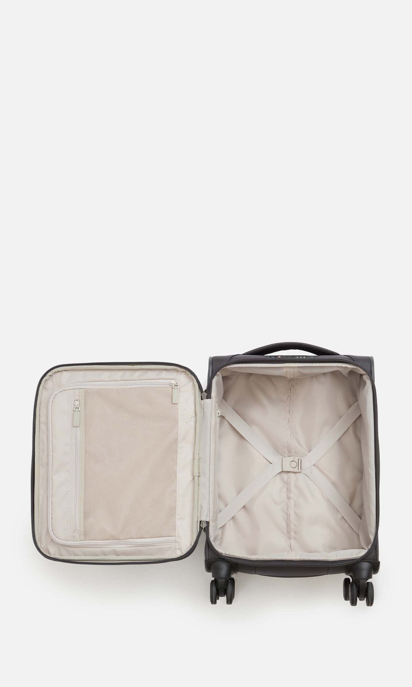 Antler Luggage -  Prestwick cabin in grey - Soft Suitcases Prestwick Cabin Suitcase Grey | Soft Shell Suitcase | Antler UK